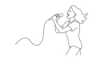 Singer continuous line art isolated on white background. vector