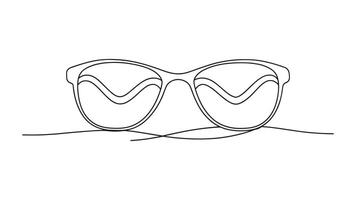 Glasses continuous line art isolated on white background. vector