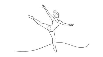 Gymnast continuous line art isolated on white background vector