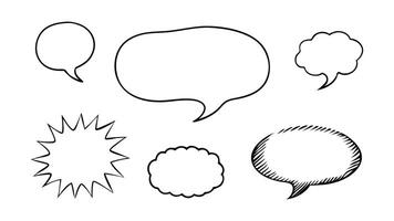 Hand drawn crayon frame speech bubble set. Crayon chalkboard background speech bubble frame flat illustration on white background vector