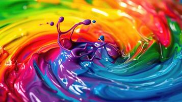 Abstract background with multi-colored flowing acrylic paint photo