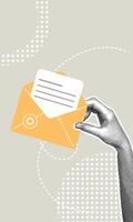 Trendy halftone collage of business concept. illustration of communication, writing, discussion, teamwork. Creative concepts for web banner, social media, business presentation, marketing. vector