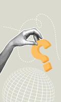 Trendy halftone collage of business concept. illustration of question, problem solving, discussion, teamwork. Creative concepts for web banner, social media, business presentation, marketing. vector
