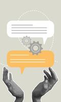 Trendy halftone collage of business concept. illustration of communication, discussion, problem solving, teamwork. Creative concepts for web banner, social media, business presentation vector