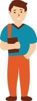 Student Character Illustration with Simple Cartoon Style vector