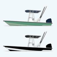 High-resolution fishing boat illustration in two variants vector