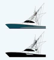 High-resolution fishing boat illustration in two variants vector