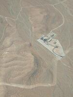 Airplane view. Mojave Desert. Small towns, roads and fields. Scenic view from above on the ground photo