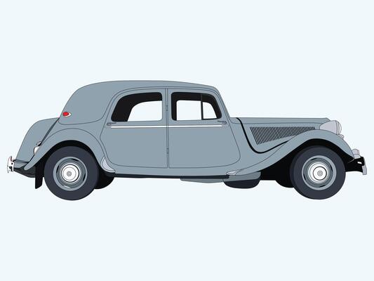 An old-fashioned, classic automobile illustration
