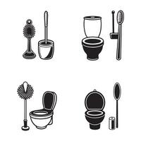 A set of four black and white icons of different types of toiletries vector