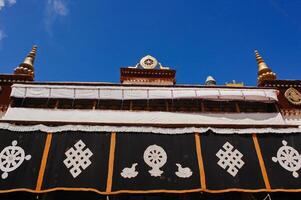 Roof decoration of Sera Monastery in Lhasa, Tibet photo