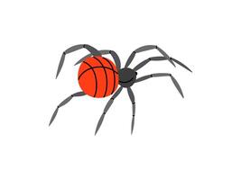 Flat style spider, isolated on white background. Drawing sketch of the black spider. Halloween, folklore black magic attribute. . vector