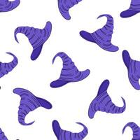 Flat style seamless pattern for Halloween. A sketch of a witch's pointed hat. illustration. vector
