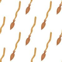 Flat style magic broom seamless pattern. Element of witchcraft. Symbol of magic. A vehicle for the witch. Broomstick or print for Halloween or all saints ' day. vector