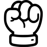 Symbol of protest hand raised up clenched into fist icon. Simple minimalistic in black ink drawing on white background vector