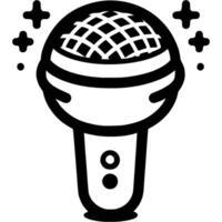 Children microphone for young singer in monochrome. Simple minimalistic in black ink drawing on white background vector