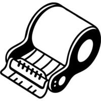 Tear off device for adhesive tape in monochrome. Stationery and supplies. Simple minimalistic in black ink drawing on white background vector