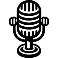 Noise canceling studio microphone in monochrome. Simple minimalistic in black ink drawing on white background vector