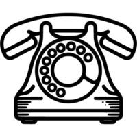 Rotary dial home phone icon. Simple minimalistic in black ink drawing on white background vector