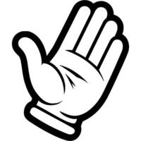 Hand gesture open palm indicates direction, sign of friendliness and hospitality in monochrome. Simple minimalistic in black ink drawing on white background vector