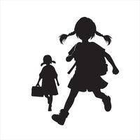 Little girl on white background. Character for computer game or thriller silhouette on white background vector
