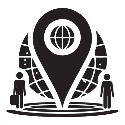 Black silhouette location icon sign silhouette on white background