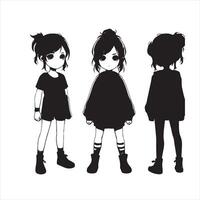 Little girl on white background. Character for computer game or thriller silhouette on white background vector