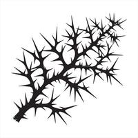 Detailed Silhouette of a Thorny Branch Icon, Perfect for Botanical Illustrations, Nature-Themed Graphics, and Design Projects silhouette on white background vector