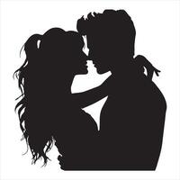silhouette of a couple kissing silhouette on white background vector