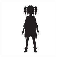 Little girl on white background. Character for computer game or thriller silhouette on white background vector