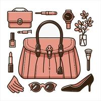 Handle bag flat outline silhouette on white background vector