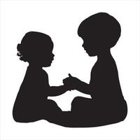 Baby and toddler silhouette isolated on white background. Sitting, crawling and standing silhouette on a white background vector