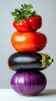 a stack of vegetables photo
