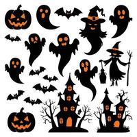 Halloween Silhouette Bundle With White Color Background vector