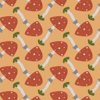 halloween seamless pattern with mushroom, spooky halloween background vector