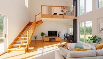 Modern Home Interior with Mezzanine photo