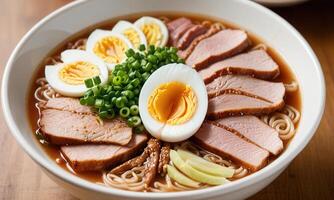 Savory Ramen Bowl with Toppings photo