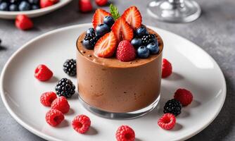 Decadent Chocolate Mousse with Fresh Berries photo