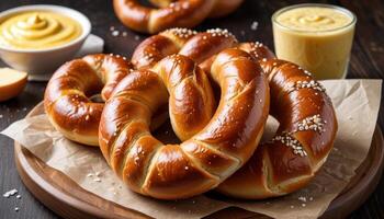 Gourmet Soft Pretzels with Mustard Dipping Sauce photo
