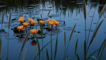 Serene Water Lilies at Dusk photo