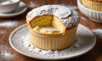 Delicious Souffle on a Rustic Table photo