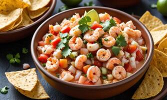 Fresh Shrimp Ceviche with Tortilla Chips photo