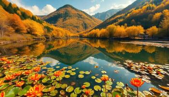 Autumnal Serenity by the Mountain Lake photo