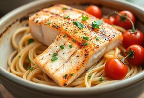 Grilled Salmon Pasta Delight photo