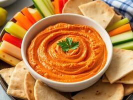 Vibrant Homemade Hummus Platter photo