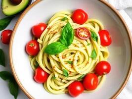 Fresh Basil Spaghetti with Cherry Tomatoes photo