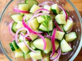 Fresh Cucumber Salad with Red Onions photo