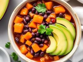 Hearty Vegetarian Black Bean Soup with Avocado photo