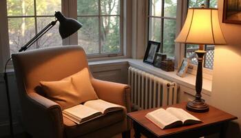 Cozy Reading Nook at Dusk photo