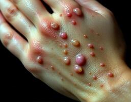 Human Hand with Multiple Blisters photo